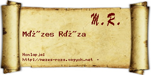 Mézes Róza névjegykártya